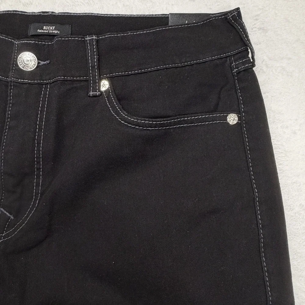 True Religion Ricky Flap SN Black Jeans Mens 36x32 Straight Leg NWT Retail $164